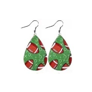 All-Over Football Rugby Earrings Faux Leather Teardrop Sporty Team #5 New